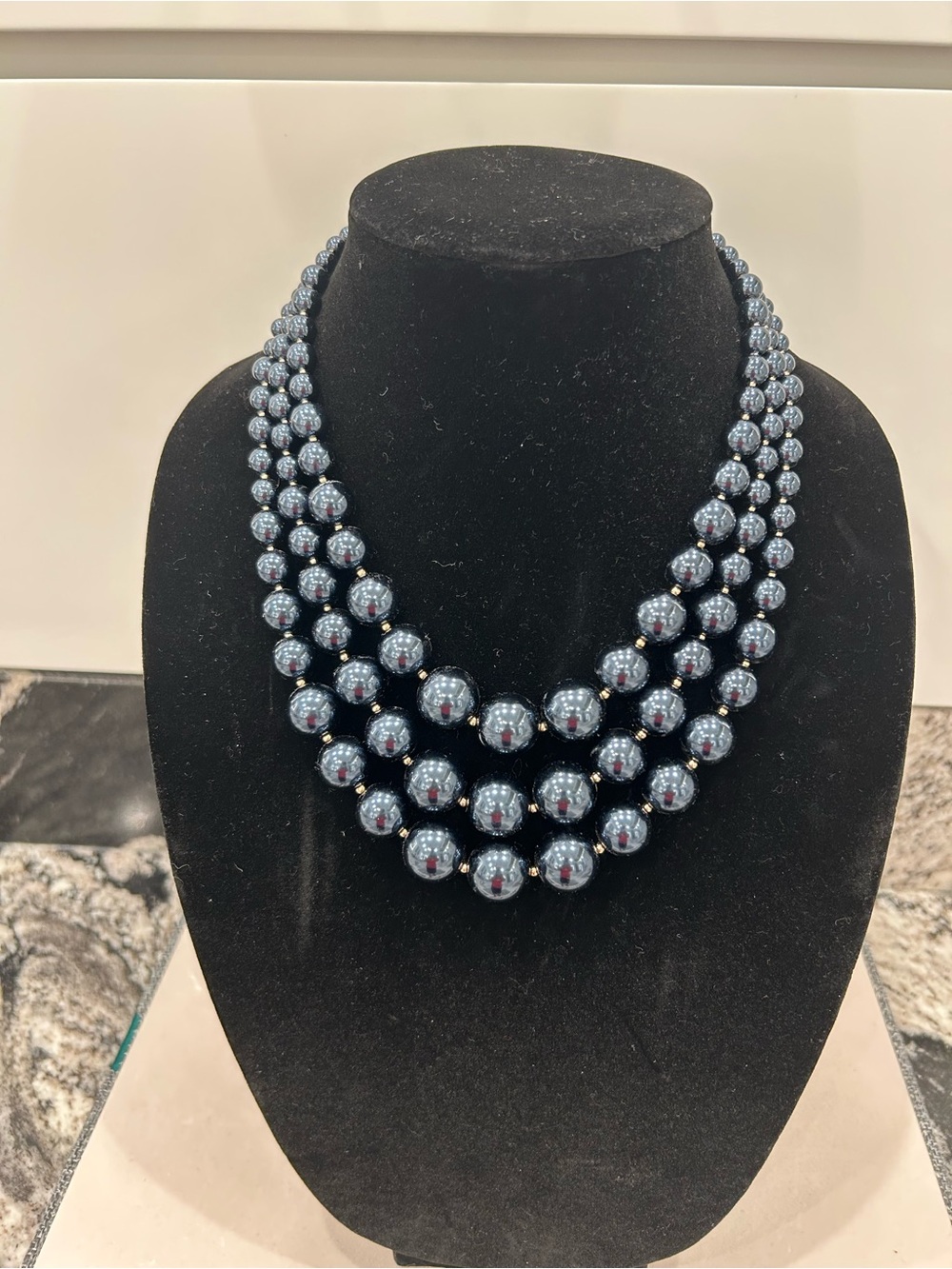 Charter Club Three-Strand Hematite Gray Bead Necklace